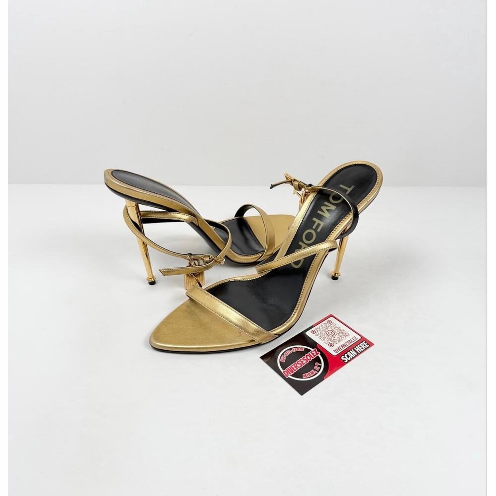 Size 11 - Tom Ford Gold Lock Stiletto Sandals